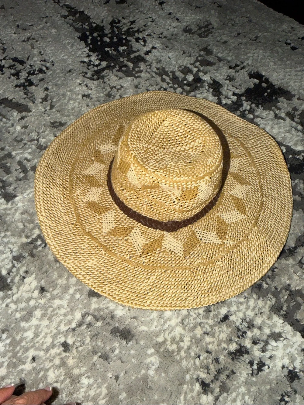 Echo Natural Straw Wide-Brim Hat with Brown Band